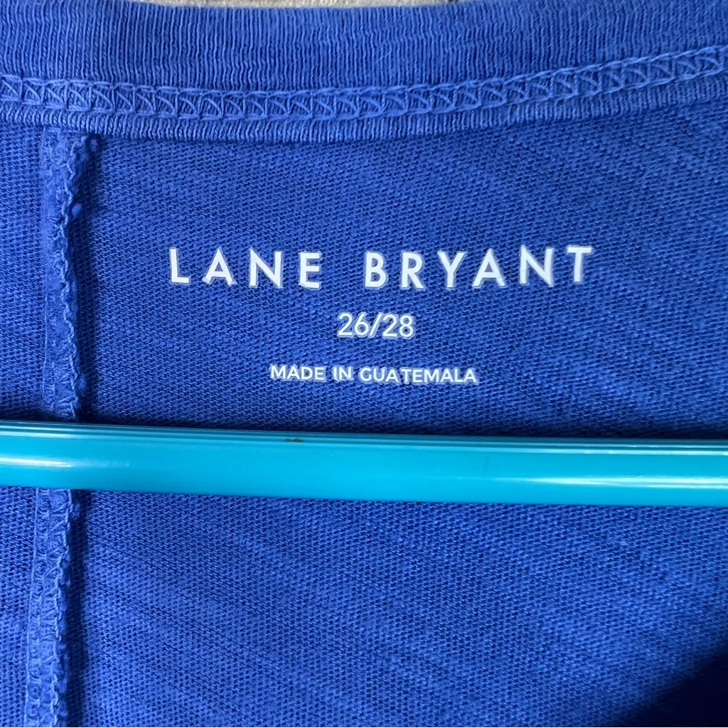 Lane Bryant Size 26/28 Crewneck Dolman Sleeve Ruched Sides Blue Tunic Shirt Top - Image 6