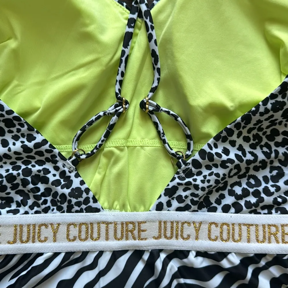 Juicy Couture One Piece Deep V Bathing Suit Leopard & Zebra Print Medium - Image 6