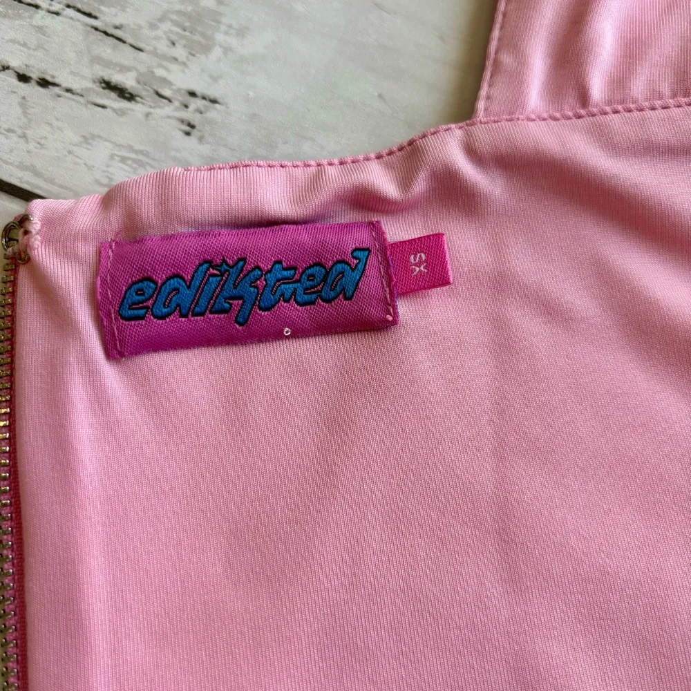 Women’s Edikted Pink Faux Leather Bustier Halter Style Crop Tank Top Sz XS - Image 5