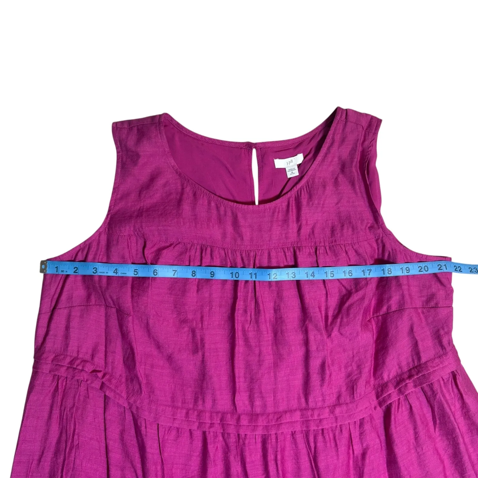 J.Jill NWT pink Pleated Tiers Maxi Dress. Raspberry Crush color. Petite XL - Image 5