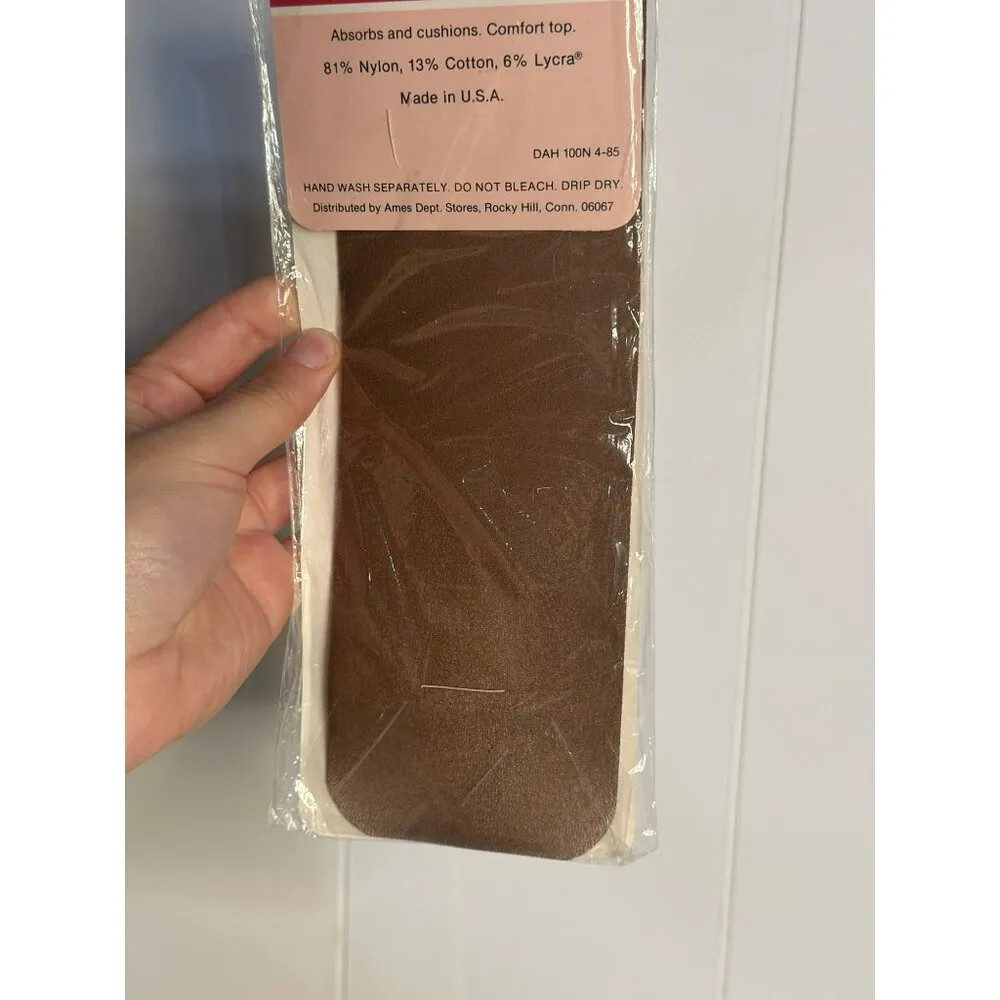 Vintage 1980 Ames Knee Highs: Beige Cotton Sole Hosiery Size 8½–11 New Old Stock Brown - Image 5