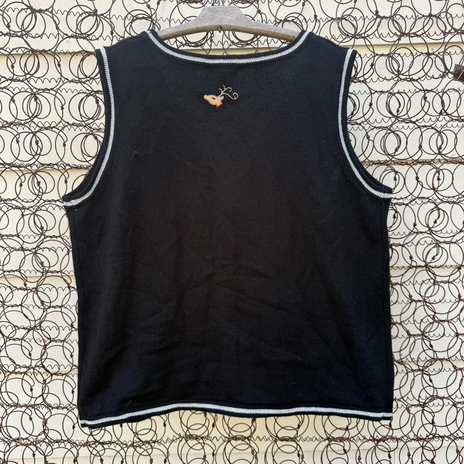 Vintage Y2K White Stag Prancing Reindeer Snowflakes Christmas Sweater Vest XXL Black Size XL - Image 2