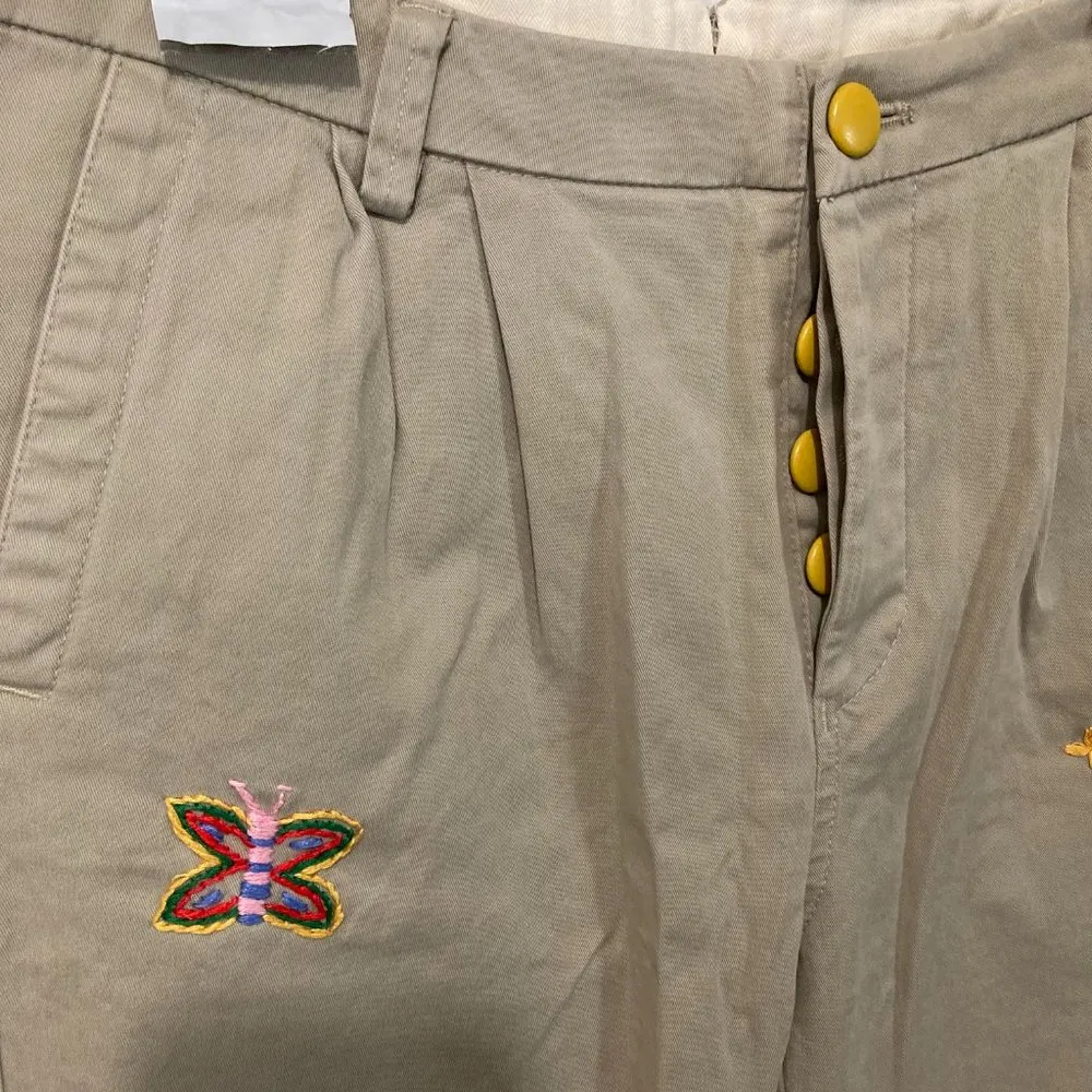 History Repeats women's G. Whizz patch Peace & Love button fly stretch khakis Tan Size undefined - Image 3