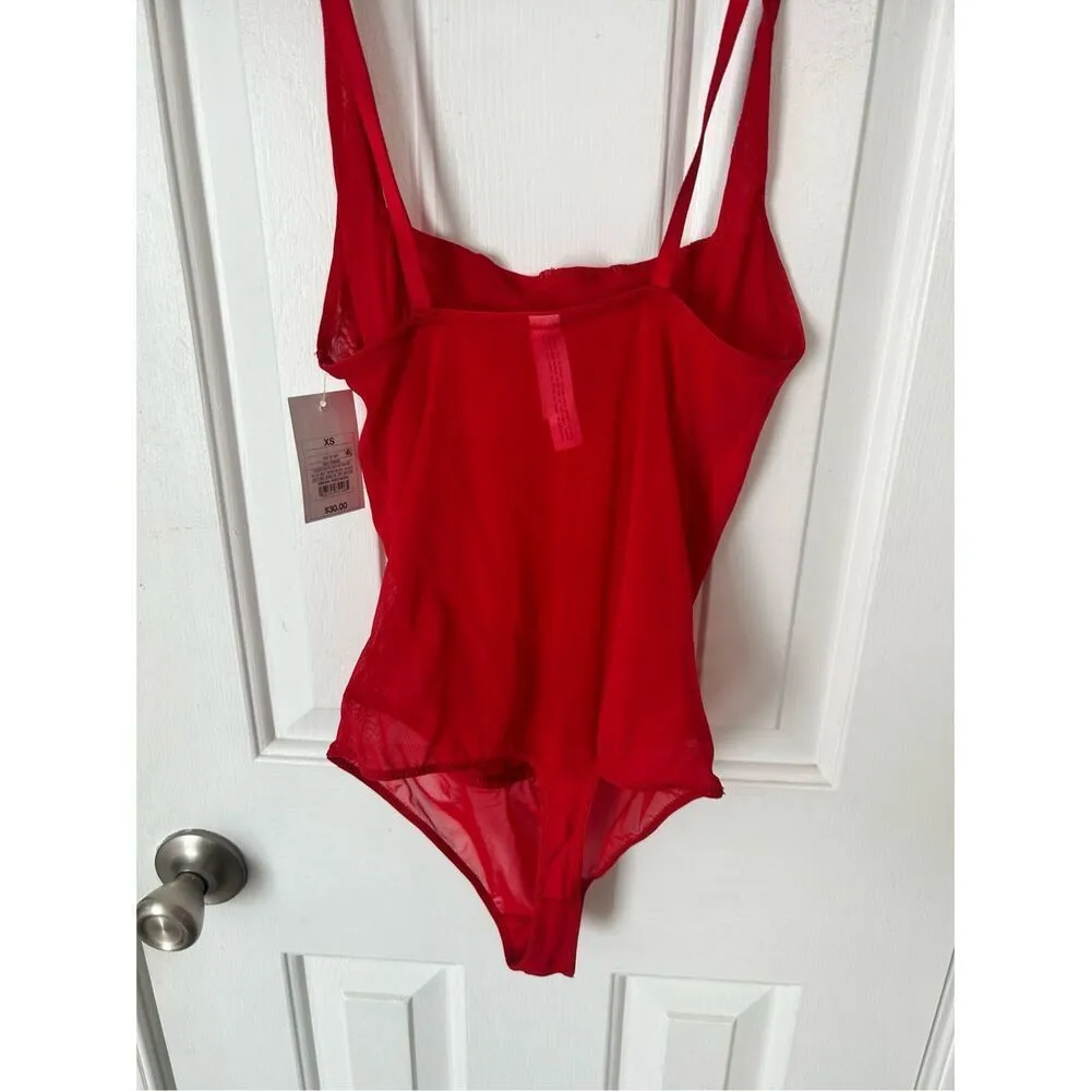 Auden Intimates Women's Mesh Bodysuit Thong Lingerie Red Size XS - Image 4