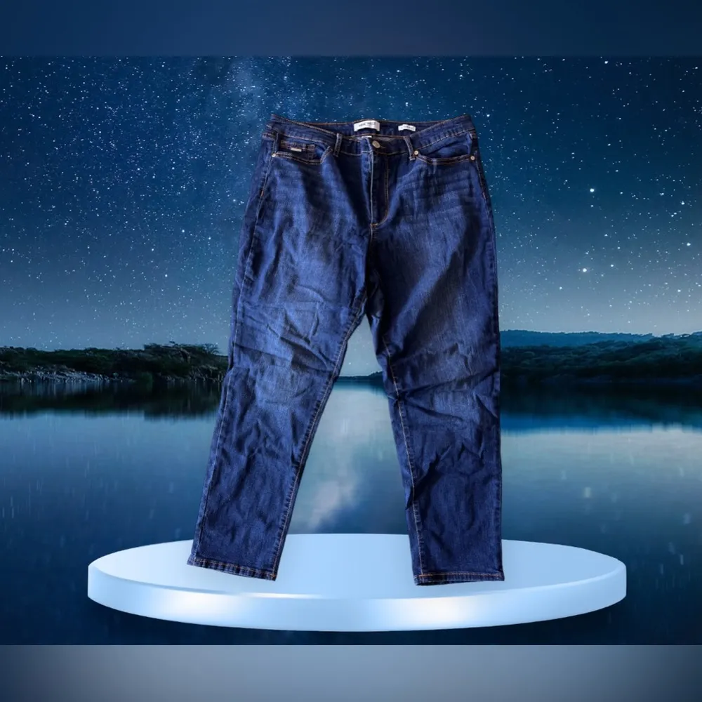 Womens Nine‎ West Slim Boyfriend 14 Dark Wash Denim Jeans Blue - Image 4