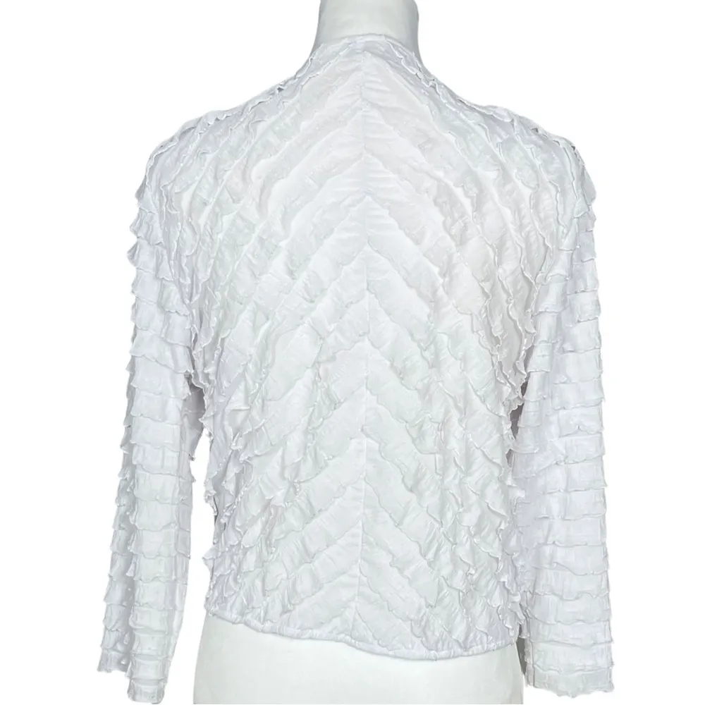Vintage Y2K White Ruffle Tie Front Top Bolero. Size Large. Fairy, Whimsical - Image 4