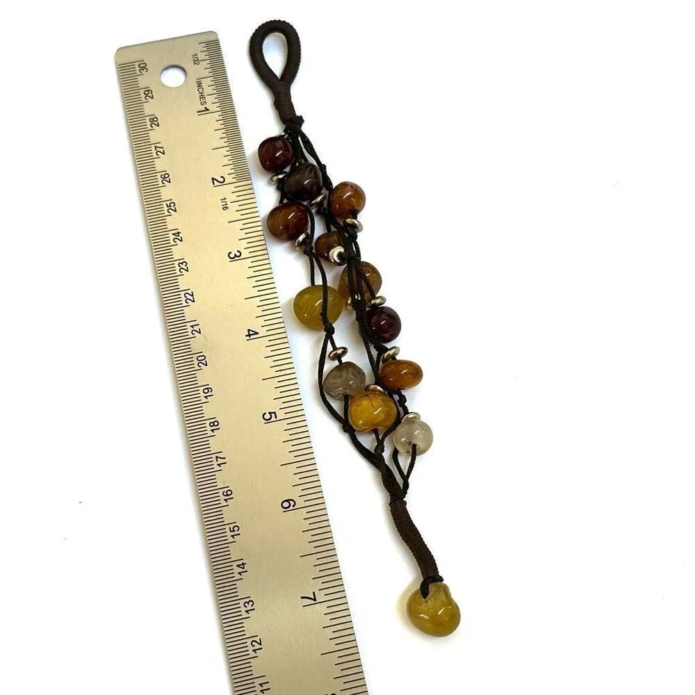 Cookie Lee triple strand carnelian gemstone polished nugget brown silk cord bra - Image 3