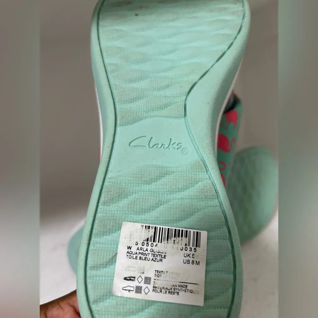 Clarks Aqua and Pink Sandals - Image 7