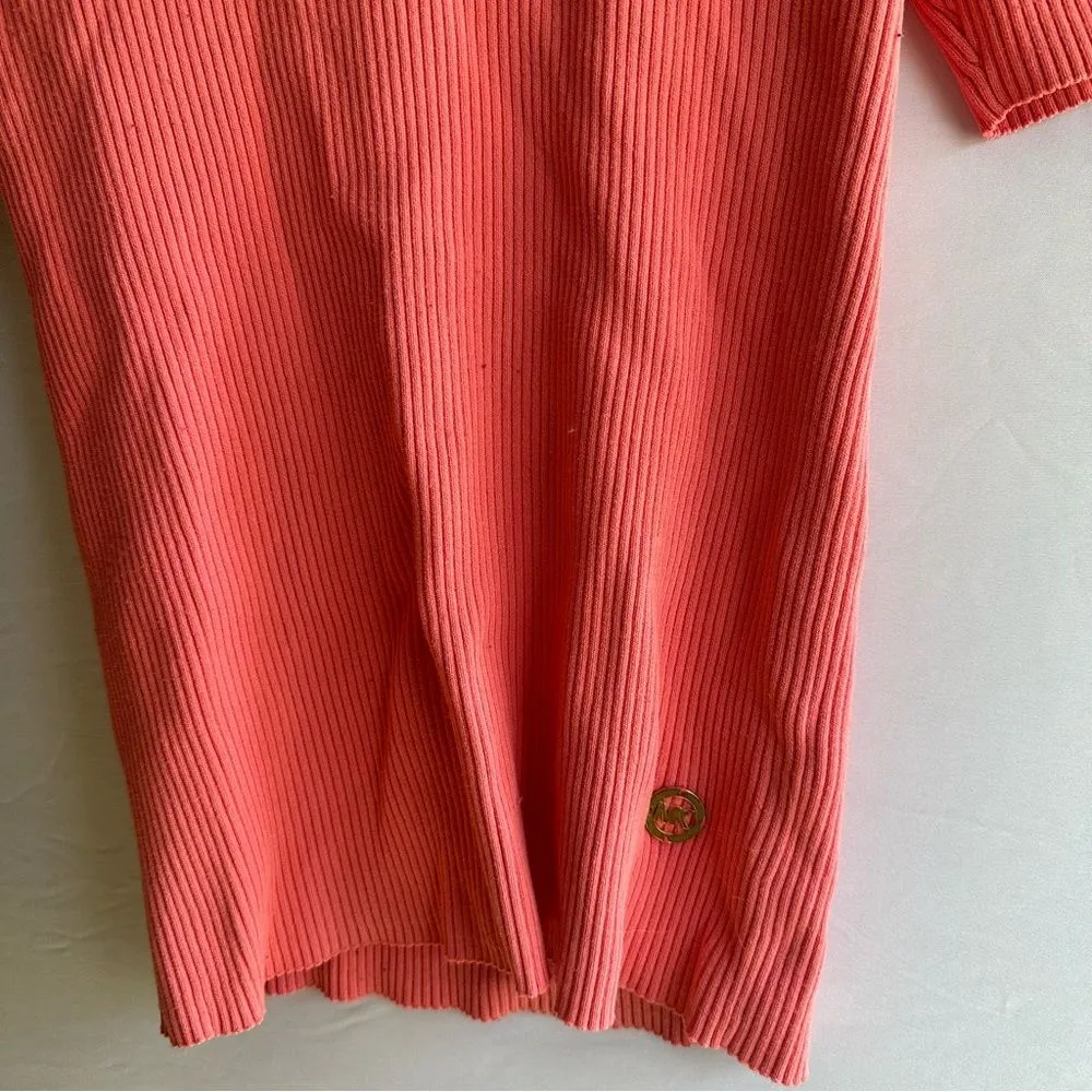 Michael Kors Pink Ribbed Fitted T-Shirt - Image 5
