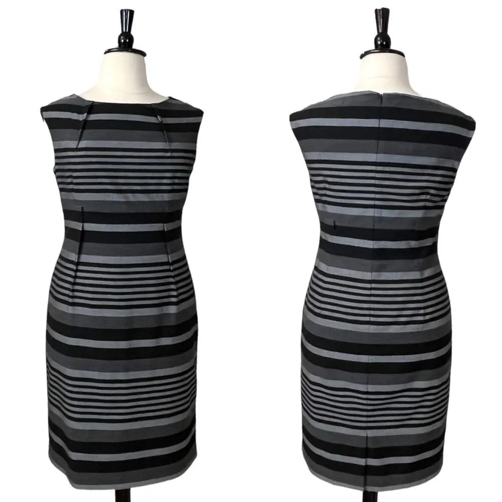 Calvin Klein Sheath Dress Sleeveless Black Gray Stripe Women's Size 14 Plus - Image 11