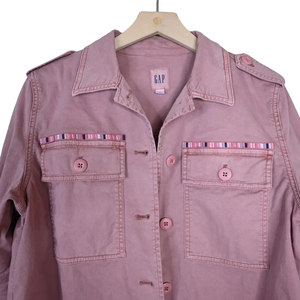GAP Womens M Dusty Pink Core Shirt Jacket Shacket - Image 3