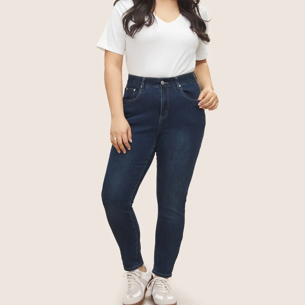 BloomChic Skinny Very Stretchy High Rise Dark Wash Gap Proof Jeans. Size 20 Blue - Image 11