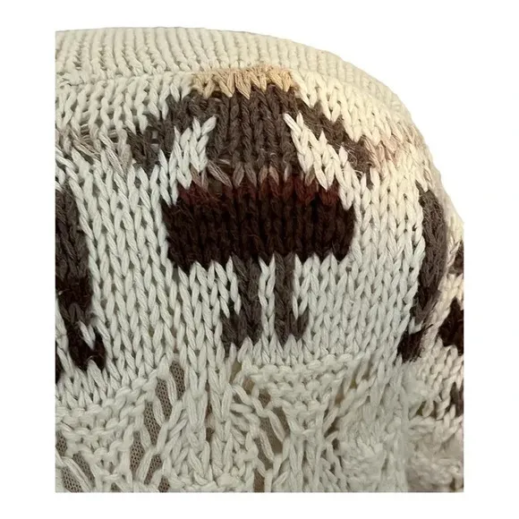 Vintage Red Camel Alpine Chunky Sweater Alpaca Snowflakes Cardigan Size‎ Large - Image 4