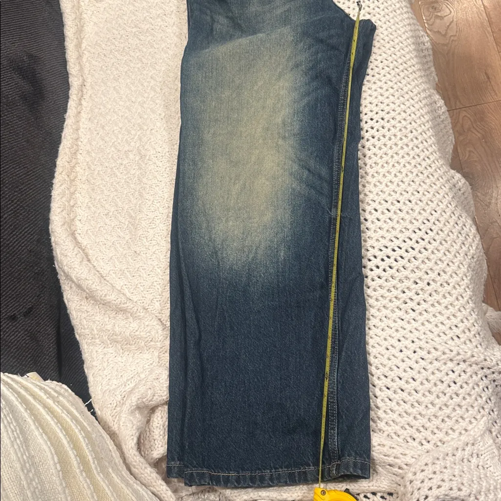 Bershka WOMENS  Dark Blue wide leg 15 waist around 30 - Image 9