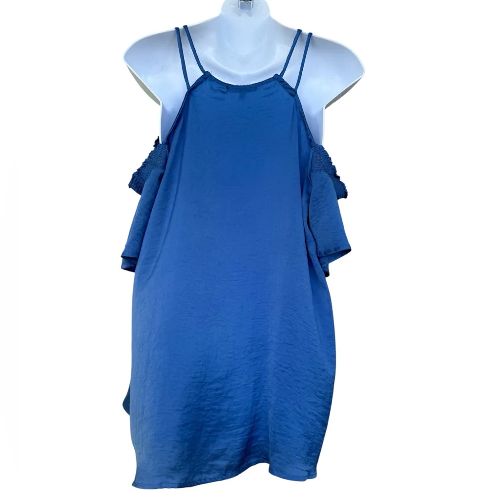Staccato Blue V-Neck Cold Shoulder Blouse - Image 4