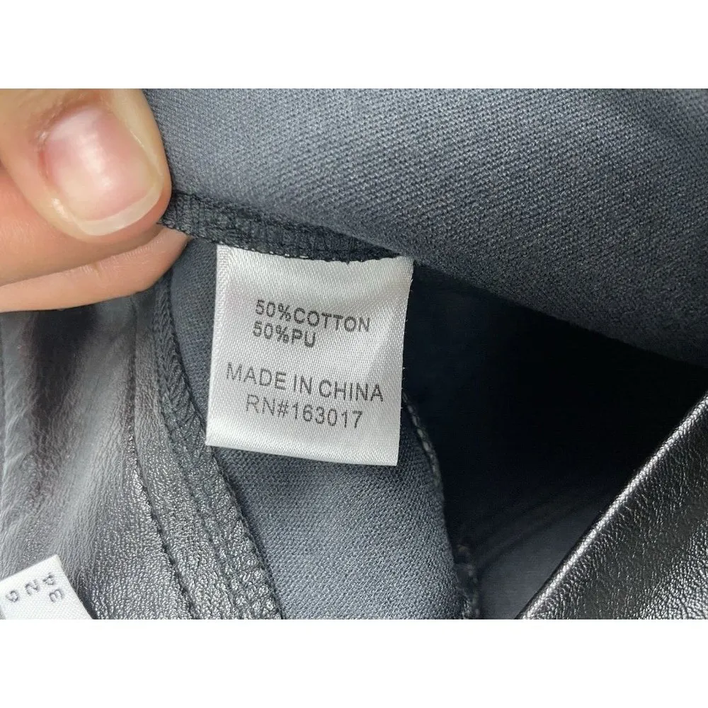 Princess Polly Black Macey Faux Leather‎ High Rise Straight Leg Vegan Pants Sz 2 - Image 11