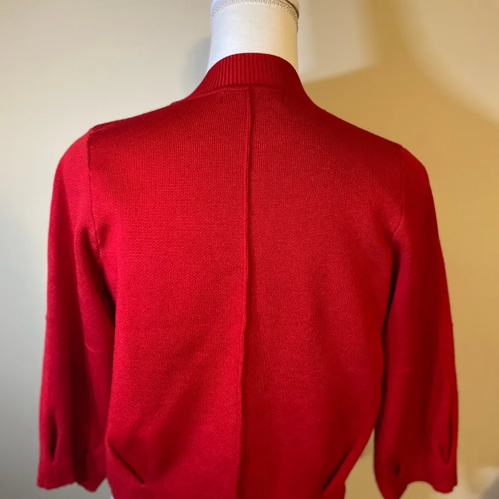 Tahari Red Classic Versatile Bolero-Style Open Front Cardigan Petite Size M - Image 5
