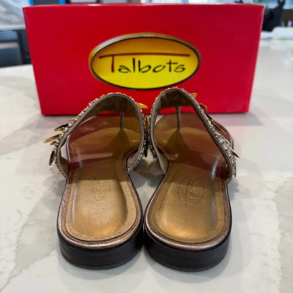 Talbots Leanne Flats Slide Thong Sandals Women’s Size 8M Leather Antique Bronze - Image 2
