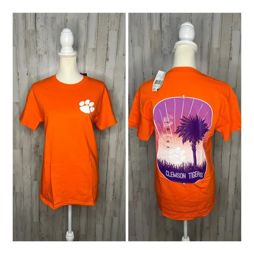 NWT Clemson Tigers Orange Scenic Back‎ Design Unisex Short Sleeve T-Shirt - Image 2