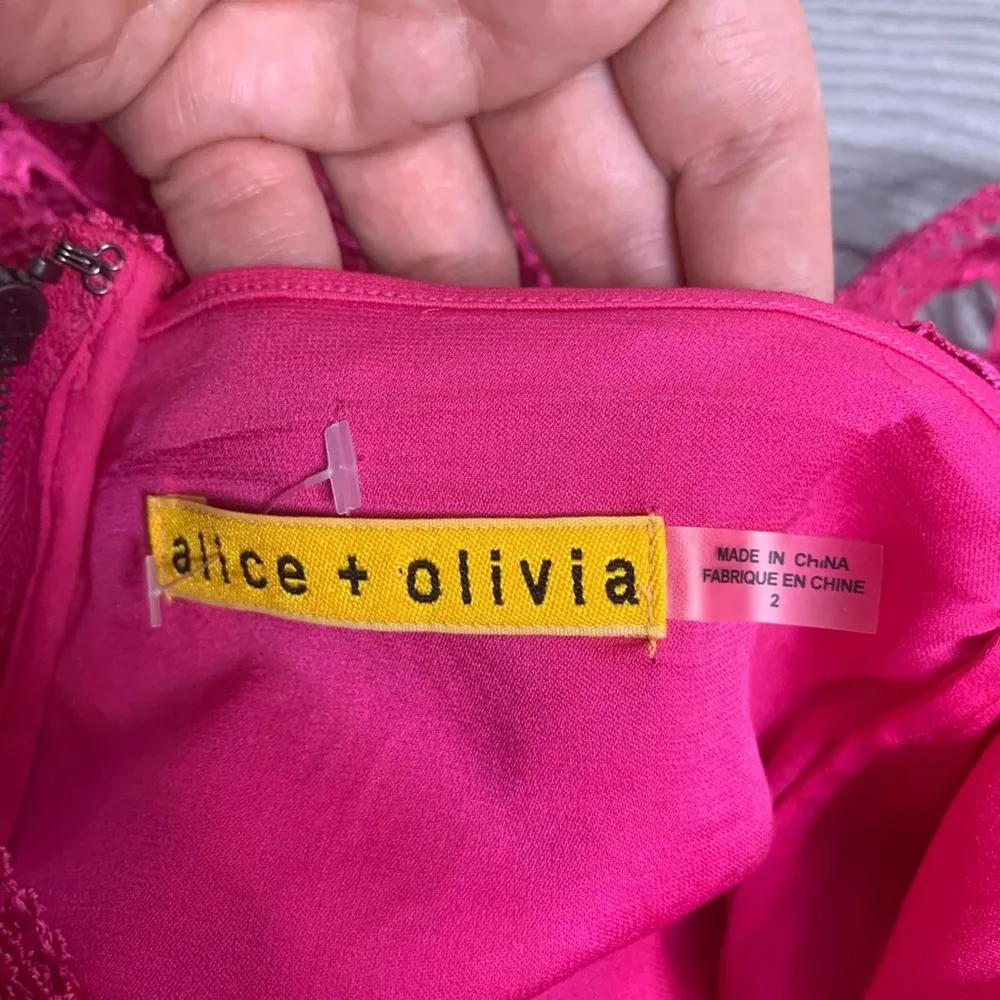 Alice + Olivia lace cut out back dress hot pink - Image 5