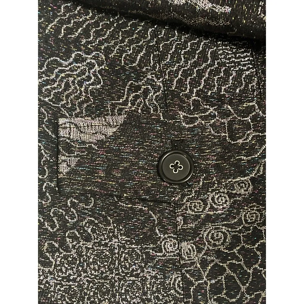 Chicos Lightweight 5 Button Jacket Black Mettalic Irridescent Size 3 Large - Image 4