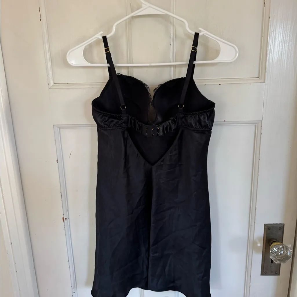 Victoria’s Secret black satin lingerie chemise size 34B - Image 5
