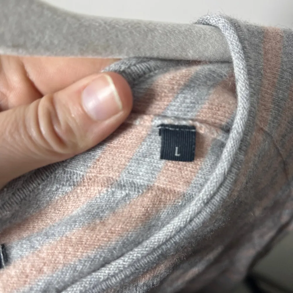 MARC O'POLO Pullover Sweater in Grey/Tan Stripe, Wool & Cashmere Blend Sz L Gray Size L - Image 4