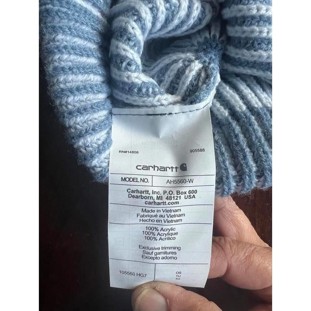 Carhartt Light Blue Beanie with Daisy Patch - Image 4