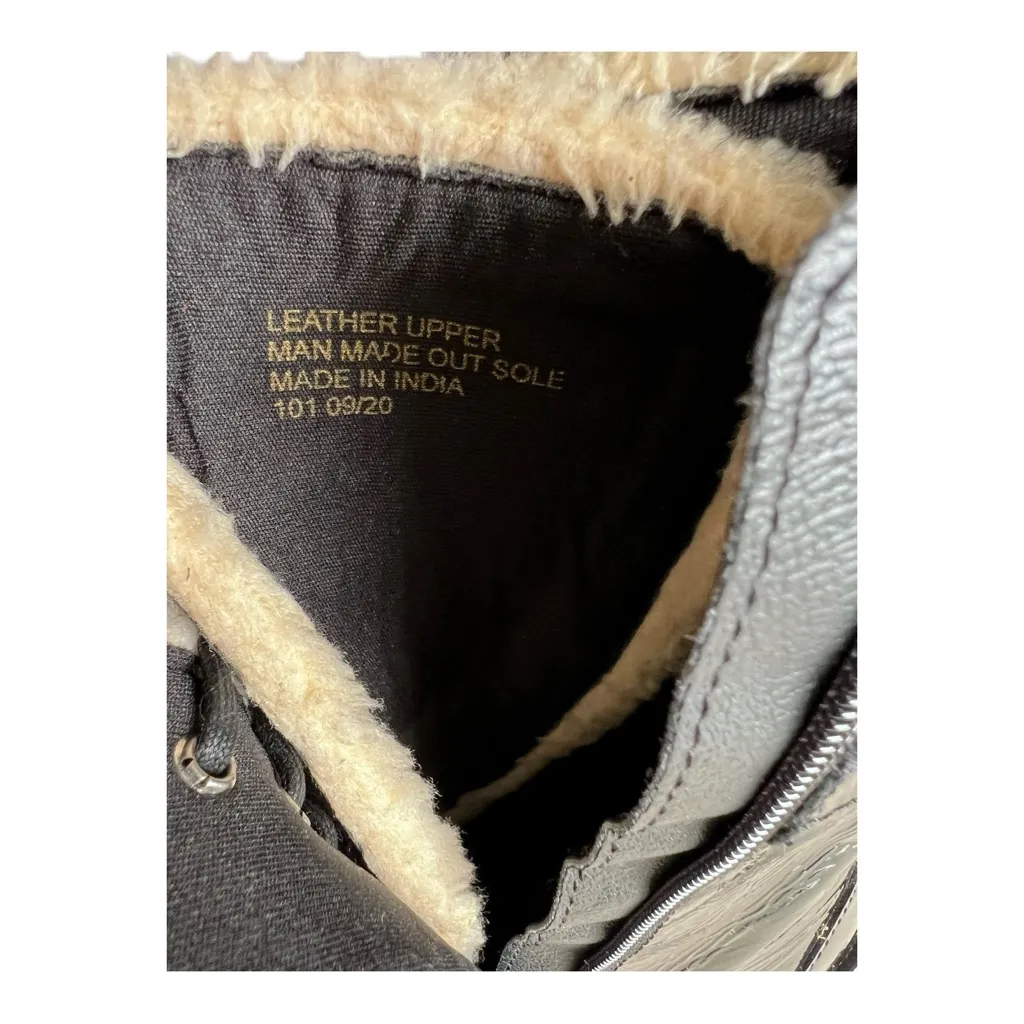 Kurt Geiger London Serena Block Heel Black Patent Combat Boots With Fur Trim 8.5 - Image 10