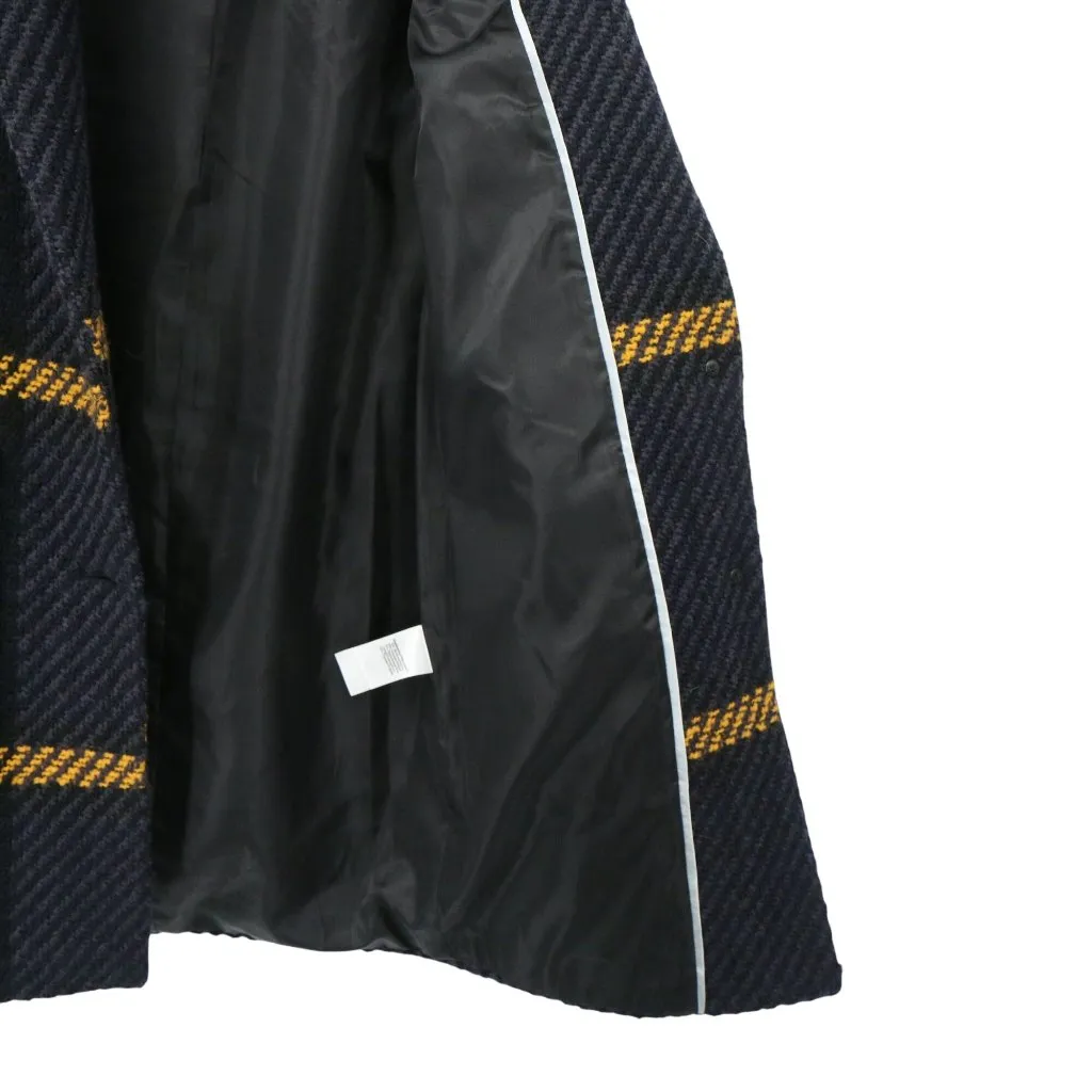 Donna Karan New York Textured Plaid Wool Blend Blue Black Coat Jacket XS - Image 6