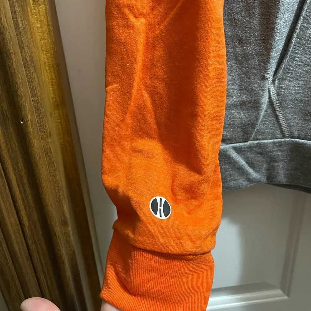 Holloway Large Long Sleeve Shirt Orange and Gray Kangaroo Pocket - Image 3