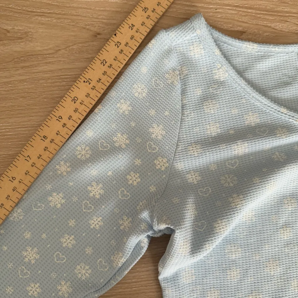 frankie’s bikinis XL Angel Waffle Long Sleeve Top Flurries Baby Light Blue - Image 7