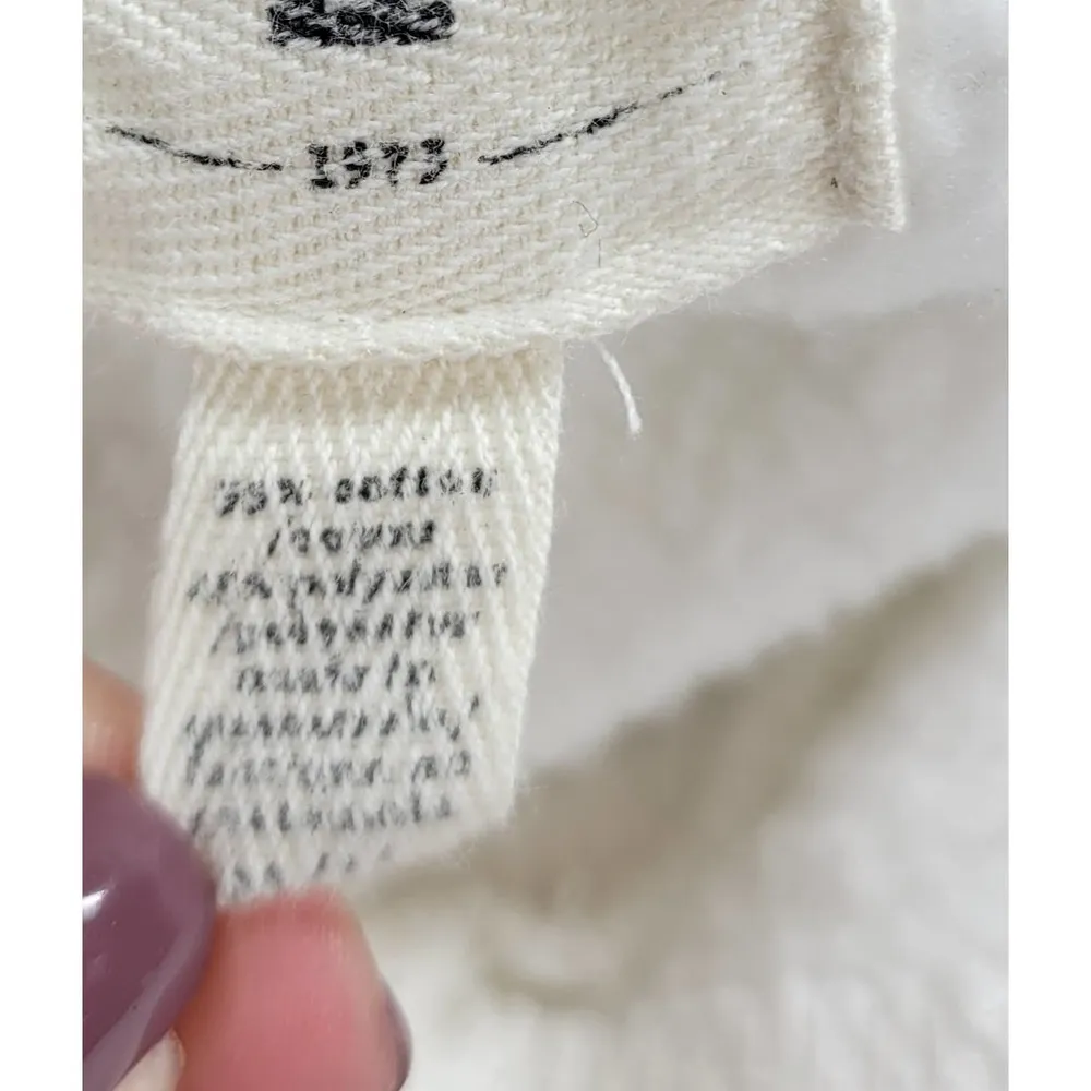 Billabong Windy Palms Womens Sweatshirt Size M White DIY Raw Cut Hem Crop Hoodie - Image 6