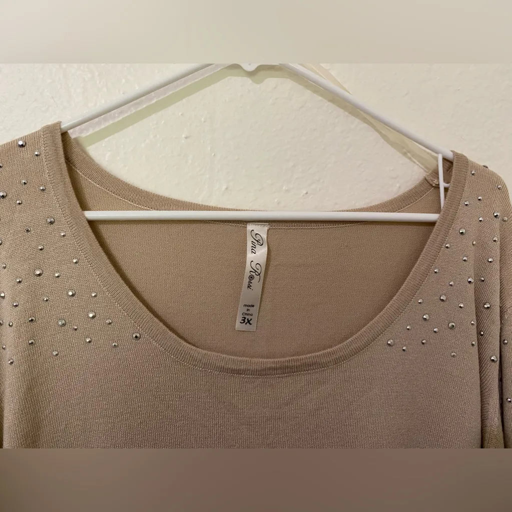 Pina Rossi Women's Size 3XL Large Sleeve Color Brown Blouse Long Scrunch Side - Image 5