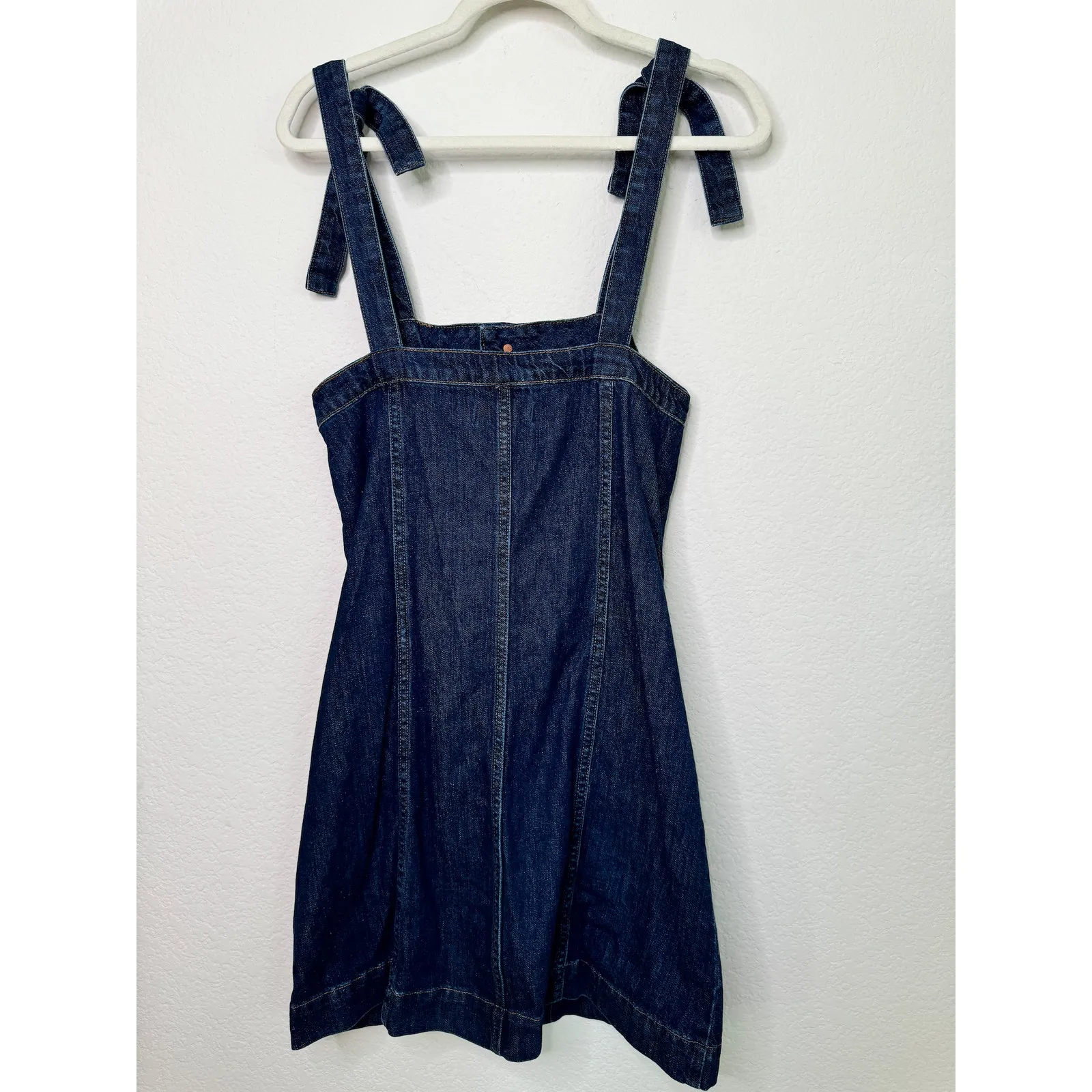 Madewell  Dark Denim Tie Strap Mini Dress - Image 5
