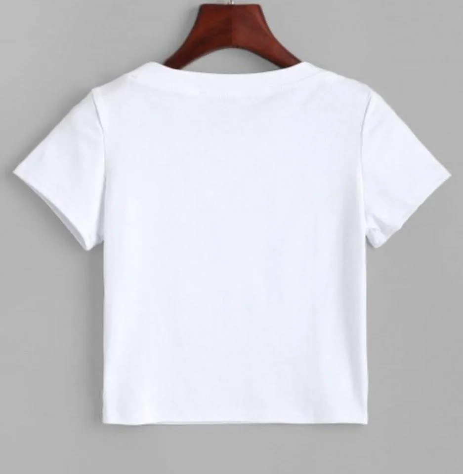 Zaful White Cropped Tee - Image 2
