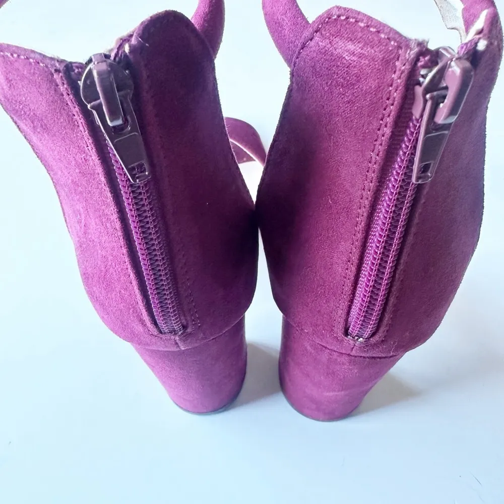 Lulus Social Scene Berry Purple Suede Ankle Strap Heels Women's Size 8 - Image 8