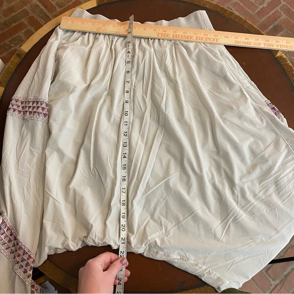 Free People Summer Moon Harem Pants size large cream ivory color with embroidery - Image 11