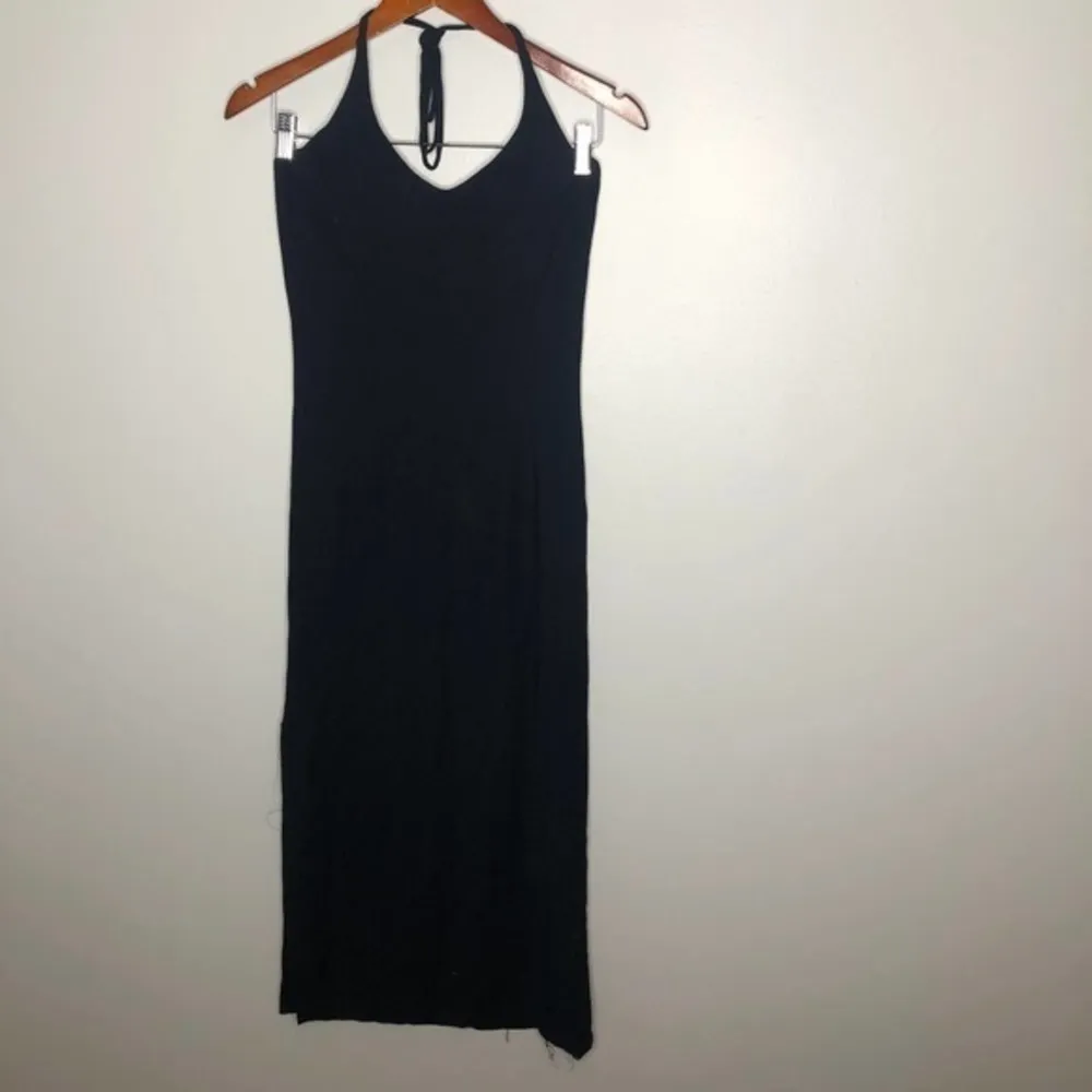 Club Monaco solid black halter neck dress LBD - Image 3
