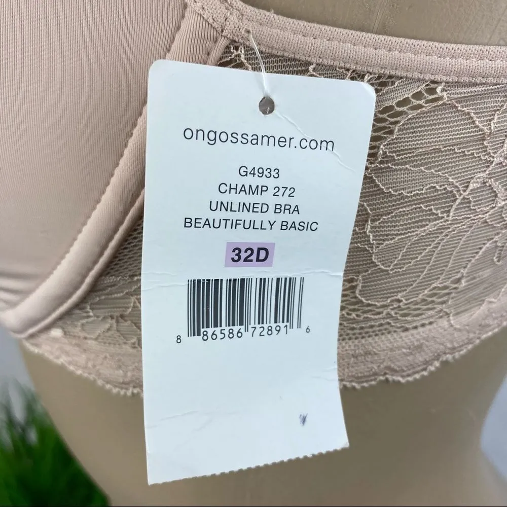 On Gossamer Nude Underwire Unlined Beautifully Basic Bra 32D NEW Size undefined - Image 4