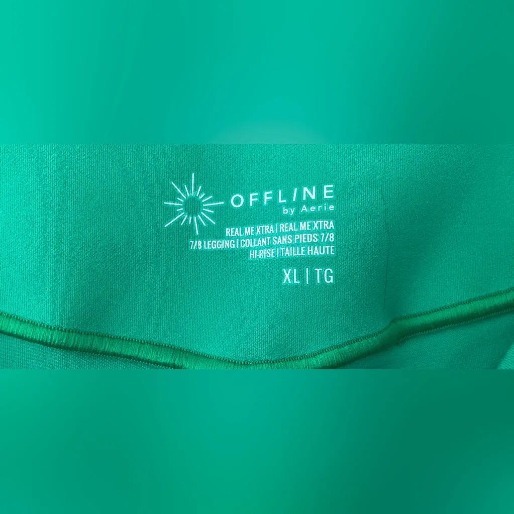 Offline by aerie Real Me high waisted green, wide waistband cropped leggings; XL - Image 3