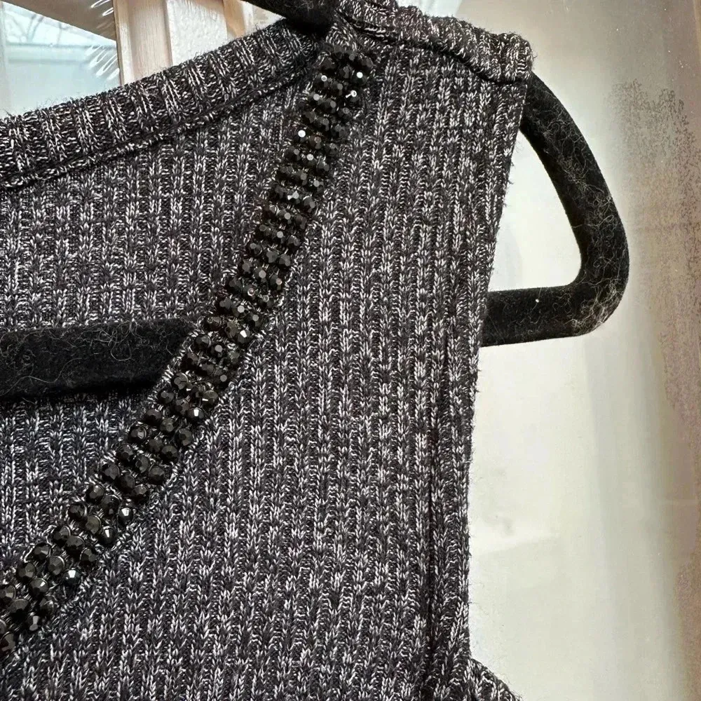 Juicy Couture Charcoal Grey Shoulder Long Sleeve Sweater Midi Dress Size Large L - Image 2