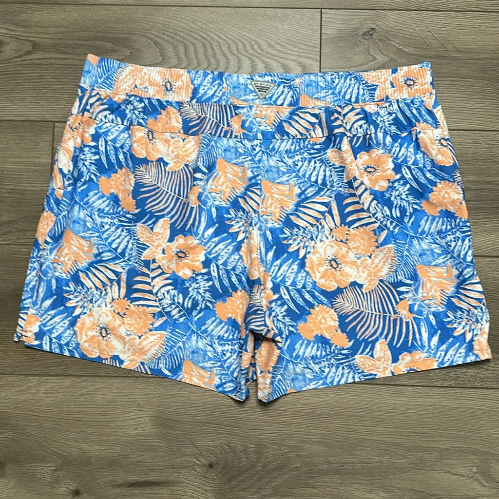 Columbia PFG 5” Floral‎ Tamiami Print Fishing Shorts Blue Orange Size XXL - Image 2