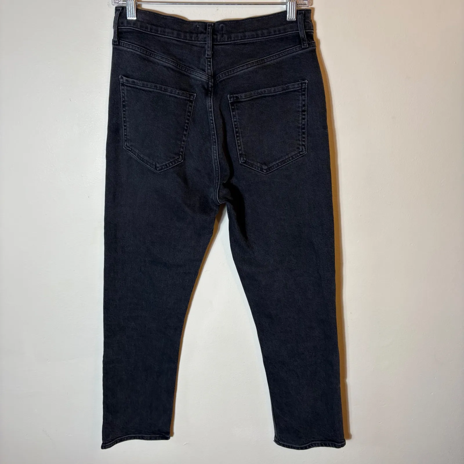 AGOLDE Riley Crop Size 28 High Rise Button Fly Black Wash‎ Denim - Image 5