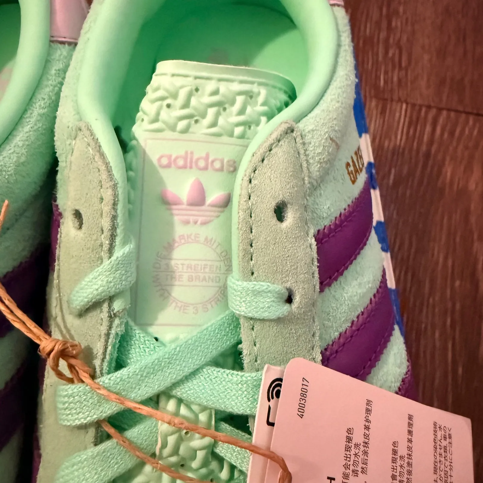 Adidas Gazelle Indoor Women Sneakers Mint Purple Gum Sole Retro Trainer NWT 6.5 - Image 4