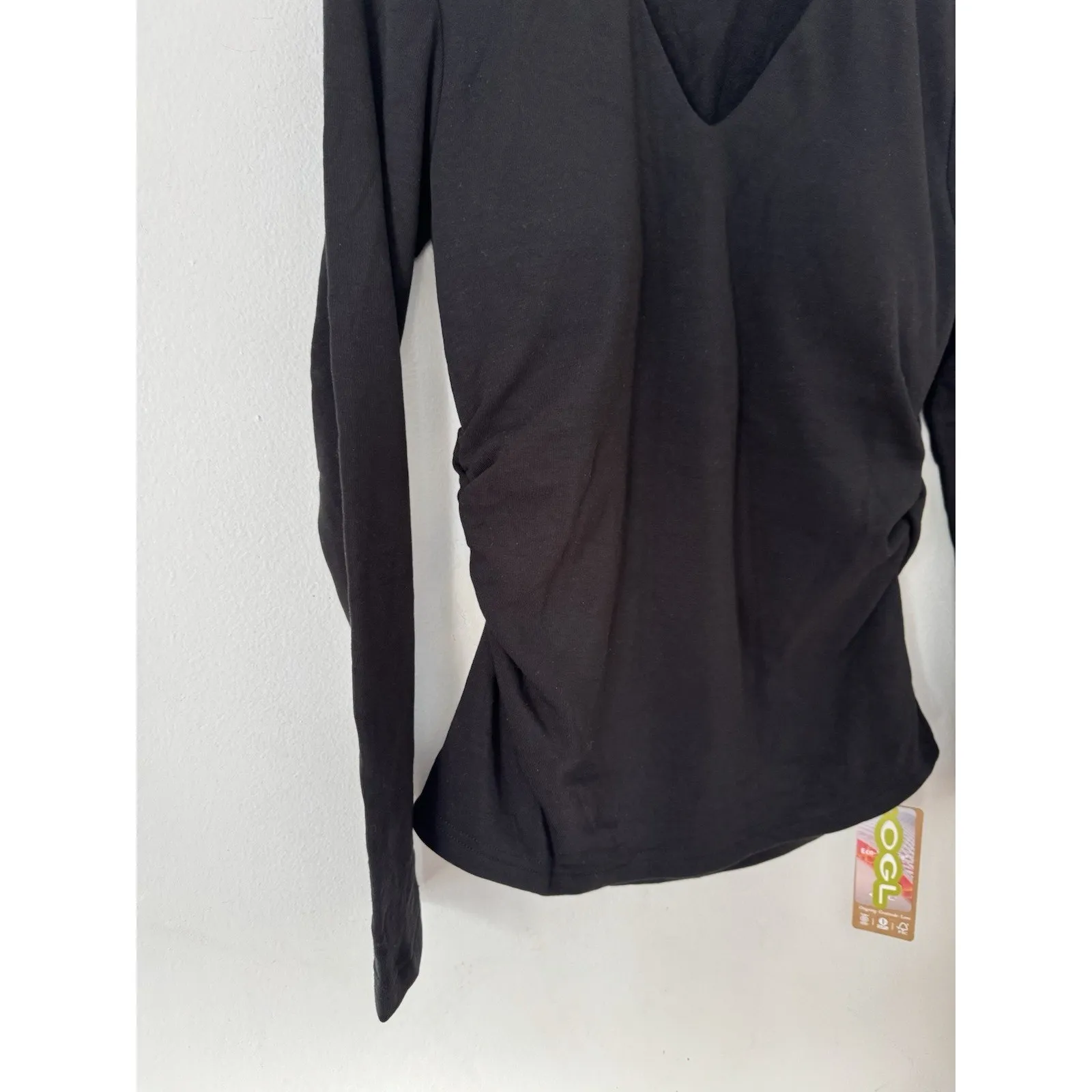 NWT OGL ProWarm V Neck Ruched Sides Brami Top Long Sleeve Black Size Large - Image 6