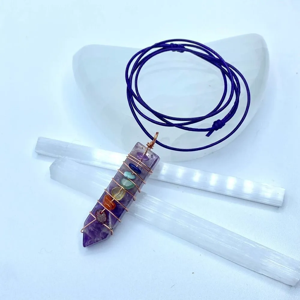 7 Chakra Point Necklace Purple - Image 2