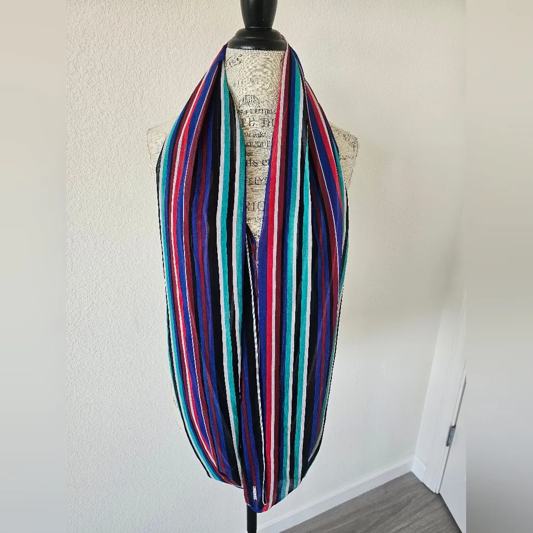 Calvin Klein Infinity Scarf Wrap Cover Up Multi Color Stripes Sheer - Image 2