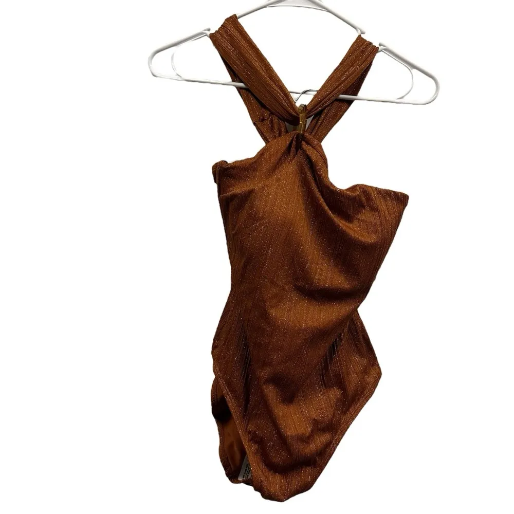 Time&Tru One Shoulder One Piece Swimsuit Brown Shimmer Womens Large 12- 14 - Image 6