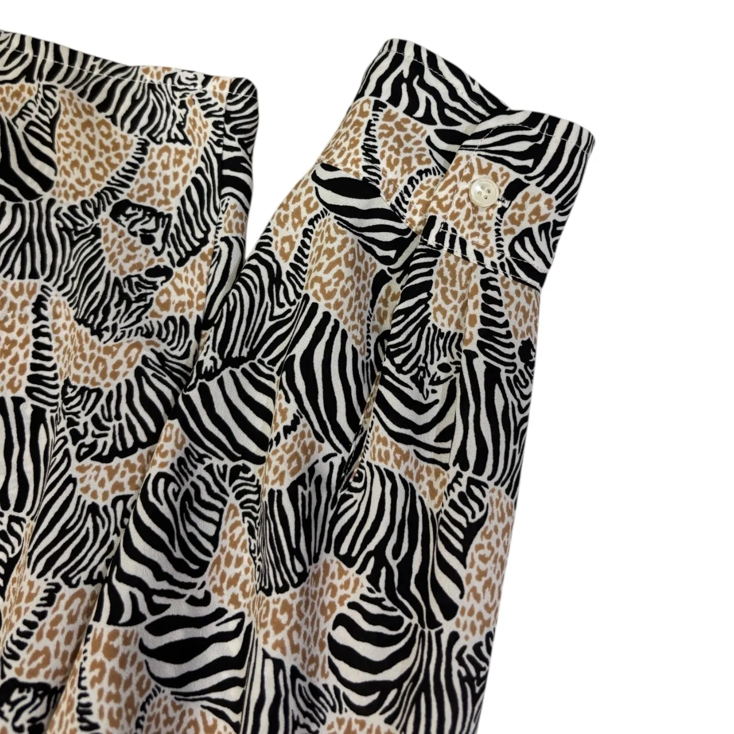 J Crew Womens Long Sleeve Button Down Top Zebra Leopard Print Sz M Oversized Black Size M - Image 5